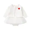 Roupas de Bebê para Outono, Cardigã de Manga Longa para Bebê, Vestido, Conjunto de Duas Peças de Roupa Infantil, Casaco e Saia Multicor