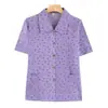 Camisa de gasa de manga corta de verano para abuela, camisa con solapa para madre de 70 años, cárdigan para señora mayor, ropa para personas mayores, mujer