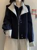 Chaqueta de punto a cuadros retro de dos piezas falsas para mujer 2026 Otoño Nuevo Estilo Chaqueta coreana para tallas grandes mm A7515
