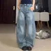 Jeans Retro Americano Talla Grande Desestructurados Tipo Cimitarra para Hombres y Mujeres 2025 Calle Alta Sueltos Pierna Ancha Casual Pantalones Caídos