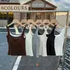 Camisola de color liso para principios de otoño con cuello cuadrado y tirantes anchos en la espalda en U, copas de látex fijas, adecuada tanto para llevar sola como debajo de otra ropa, lencería con espalda bonita