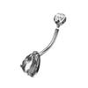 [Transfronterizo] Anillo para Ombligo de Aleación de Titanio con Circonita Forma de Lágrima de Tres Garras Forma de Pera Joyería para Piercing Stud para Ombligo Accesorio para Ombligo
