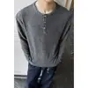 Otoño 2026 Nuevo Estilo Estilo Hong Kong Interior Tallas Grandes Camiseta de Manga Larga con Cuello Henley M-5X HT261049-P24