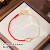 Novo Bracelete Trançado à Mão em Forma de Coração com Cadeado, Estilo Chinês, com Fio Vermelho e Roda de Mani, Acessório de Bracelete Unissex para Casais do Ano Zodiacal para Mulheres