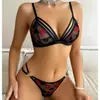 Novo Conjunto de Lingerie Europeu e Americano com Bordado de Coração e Lábios Vermelhos em Estoque Camisola de Renda Roupa Íntima Sexy Fina para Mulheres