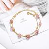 Pulsera de Cristal de Fresa Estilo Coreano Cristal Flor de Durazno para Mujer Chapada en Plata Simple Pulsera para Novia Hermanas Joyería de Piedra Lunar