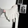 Cárdigan de punto calado blanco de un solo botón con mangas largas para mujer, nuevo estilo de otoño con volantes, adecuado para mujeres petite