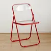 Silla de Acrílico Transparente Silla Plegable para el Hogar Taburete Plegable Mesa de Comedor Moderna de Celebridad de Internet Silla de Comedor Taburete Silla de Cristal