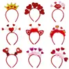Diadema Día de San Valentín Chino Creativa Propuesta de Boda Disfraz Decoración de Corazón Tocado Romántico Diadema de Corazón de Melocotón Hebilla para el Cabello