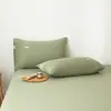 Conjunto de Lençol de Algodão Puro Estilo Nórdico para Venda por Atacado Conjunto de Três Peças 100% Algodão Capa de Edredom Espessa Escovada Cor Sólida Roupa de Cama para Dormitório Estudantil