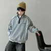 Sudadera con cuello alto para niño, estilo primavera/otoño, nueva colección 2026, moderna y elegante, para niños de talla mediana y grande, top básico casual, ropa de otoño para niño