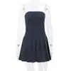 Ins estação independente 2023 Verão nova moda tendência garota popular top tomara que caia listrado vestido plissado feminino