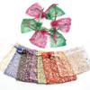 Bolsa de organza curva bronceada para pestañas, bolsa de regalo de Navidad, bolsa de gasa transparente DIY, bolsa de gasa con haz de perlas, venta al por mayor