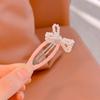 Horquilla Dulce Elegante de Perlas con Lazo Corea del Sur Chica Fresca Tela Ovalada Broche Quebradizo Flequillo Clip Lateral