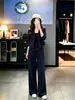 2026 Traje Deportivo Casual Gris de Moda para Mujer Otoño e Invierno Chaqueta con Cremallera Pantalones de Pierna Ancha Conjunto Deportivo de Dos Piezas