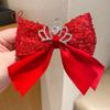 Horquilla con lazo rojo para el pelo, accesorio para el pelo para niña, bonito accesorio para el pelo para celebrar el Año Nuevo.
