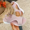 Sandalias de Playa Casuales Ligeras de Verano para Mujer, Abiertas en la Puntera, con Tacón de Cuña, Detalle de Pedrería y Suela Gruesa UE