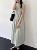 Vestido Tank Floral Sem Manga Emagrecedor Ns Verão Novo Estilo Coreano Estilo Preguiçoso Vestido de Amarrar 9749