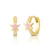 Agulha de Prata s925 Venda Quente Transfronteiriça Estilo Ins Brinco de Orelha Rosa Feminino Estrela de Amor Estilo Doce Conjunto de Brincos de Gota de Óleo