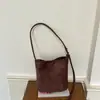 Bolsa feminina vermelha, nova tendência outono 2026 moda retrô, bolsa de ombro tipo balde Melard camurça para o dia a dia