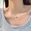 Collar de Corazón de Plata Esterlina S925 con Perla para Mujer Elegante de Moda que No se Desvanece Cadena para Clavícula Collar Versátil de Nicho con Clase