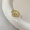 Anillo Abierto Exquisito, Moderno y de Alta Gama Versátil, Anillo de Zirconia y Perla con Diseño Retro de Lujo Ligero