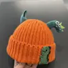 Gorro de Punto de Bebé Dinosaurio Otoño e Invierno Grueso Cálido Gorro de Punto para Niños y Niñas Neutral Protección para los Oídos Gorro a Prueba de Viento Estilo Lindo