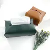Caja de Servilletas de Cuero Nórdico Lujo Ligero Hogar Sala de Estar Dormitorio Caja de Pañuelos Impermeable Caja Deslizante Multifuncional Hogar