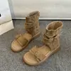 Sandalias de Cuña Gruesa Estilo Retro Coreano para Mujer Moda Primavera y Verano 2026 Punta Redonda Hebilla Aumentadoras de Altura Versátiles Adelgazantes