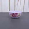 Tazón pequeño de melamina vajilla de melamina plástico tipo porcelana tazón pequeño tazón de 4.5 pulgadas Tazón de Flor Blanca aplicación blanca Tazón con impresión
