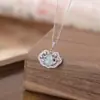 Um Cervo Prata S925 Prata Esterlina Jade Azul Água Temperamento Estilo Nacional Fulu Cabaceira Auspicioso Ruyi Pingente Pingente Vazado