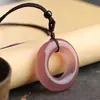 Colgante Anillo de Paz de Calcedonia Transparente como el Hielo para Hombres y Mujeres, Anillo de Ágata Jade, Colgante Anillo Hebilla de Paz Donut, Suministro en Vivo