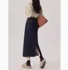 Saia Jeans Petite Vintage com Fenda para Mulheres Verão 2025 Tamanho Plus Cintura Alta Comprimento Médio Saia Lápis Evasê Tendência