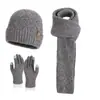 Conjunto de Tres Piezas de Invierno para Exteriores: Gorro de Lana Tejido Cálido, Gorro de Punto con Forro de Forro Polar Europeo y Americano, Protección contra el Frío para las Orejas, Guantes, Bufanda