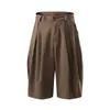 Ropa de Hombre Beijie Verano 2026 Nuevo Pantalón Casual Corto con Solapa de Doble Botón Pantalón de Vestir Recto con Pliegues y Caída para Hombre