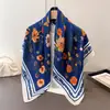 Bufanda Cuadrada Grande de Satén Floral Brillante Imitación Seda Chal de Viaje Bufanda de Cuello Protección Solar Pañuelo para la Cabeza Bufanda para Mujer
