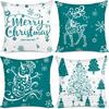Almofada de Natal Mais Vendida da Amazon com Estampa de Boneco de Neve e Pinheiro Capa de Almofada Decorativa de Natal em Linho