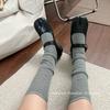 Calcetines Han Feng Ins Verticales de Dos Dedos Calcetines para Pies Algodón de Doble Aguja Calcetines Peludos Color Sólido Caña Larga Dedos del Pie Línea Gruesa Calcetines de Pata de Cerdo