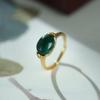 Anillo de malaquita chapado en oro de plata esterlina S925, exquisito, ovalado, elegante, elegante, elegante, popular, nuevo producto