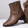 Botas mais vendidas da Amazon: botas Chelsea masculinas, de cano alto, botas de couro com salto grosso, sapatos masculinos da moda, disponíveis em tamanhos grandes, em estoque