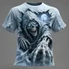 Bestseller de comércio exterior transfronteiriço da Amazon: Camiseta de verão masculina de manga curta com estampa 3D de abóbora e caveira de Halloween, modelo novo