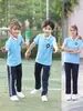 Conjunto de Uniforme para Clase de Verano de Estudiantes de Primaria, Uniformes de Secundaria y Preparatoria, Juegos Deportivos, Manga Corta, Uniformes Casuales Versátiles para Estudiantes Hombres y Mujeres