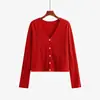 Cárdigan de punto fino de manga corta con cuello en V para mujer talla grande para usar en capas, otoño 2026 delgado ajustado versátil outerwear 22916