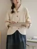 Camisa holgada de estilo japonés para mujer, adelgazante, top 2026 principios de otoño, cuello polo, manga larga, diseño de alta gama, cárdigan camisa para mujer