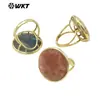 WT-R513 Anillo redondo de color retro chino con piedras preciosas chapado en oro de 18 quilates Anillo para mujer de cristal rosa lapislázuli