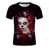 Comércio transfronteiriço Halloween Natal Camiseta com impressão digital 3D masculina feminina manga curta atacado