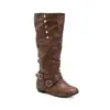 Botas de Cuero de Caña Alta para Mujer Otoño/Invierno 35-45, Color Sólido, Tallas Grandes, Punta Redonda, Suela de Goma Suave, Antideslizante, Sin Cordones, Tacón Bajo