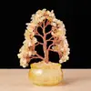 Árvore da Fortuna de Cascalho de Cristal Citrino Natural Decorações de Ornamentos para Escritório Estudo Cornucópia de Esmalte Colorido Vaca de Dinheiro