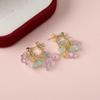 Brincos de Alfinete Prata Cor de Doce Colorido Arco-Íris Pedra de Cristal Brilhante Brincos Doces Frescos Femininos Estilo Coreano Brincos de Nicho