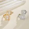 Celebridad de Internet ins Coreano Dongdaemun Anillo Abierto Geométrico de Zircón para Mujer Diseño Simple Estilo Frío Sentido del Diseño Joyería de Celebridad